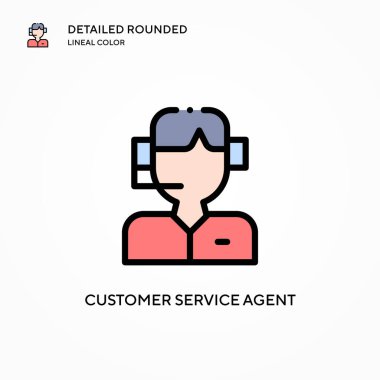 Müşteri hizmetleri temsilcisi vektör simgesi. Modern vektör illüstrasyon kavramları. Düzenlemesi ve kişiselleştirmesi kolay.