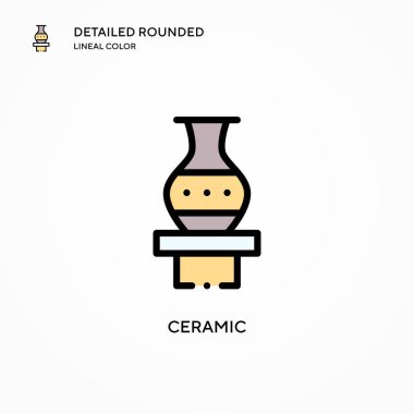 Seramik vektör simgesi. Modern vektör illüstrasyon kavramları. Düzenlemesi ve kişiselleştirmesi kolay.