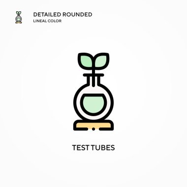 Test tüpleri vektör simgesi. Modern vektör illüstrasyon kavramları. Düzenlemesi ve kişiselleştirmesi kolay.