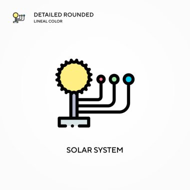 Güneş sistemi vektör simgesi. Modern vektör illüstrasyon kavramları. Düzenlemesi ve kişiselleştirmesi kolay.