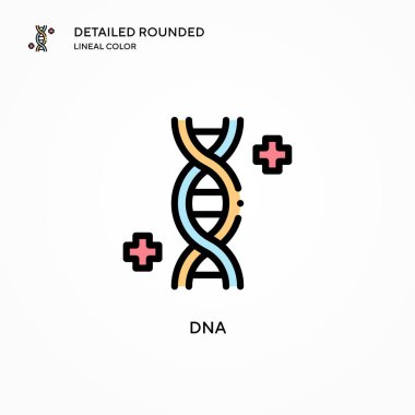 DNA vektör simgesi. Modern vektör illüstrasyon kavramları. Düzenlemesi ve kişiselleştirmesi kolay.
