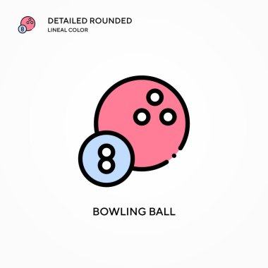Bowling topu vektör simgesi. Modern vektör illüstrasyon kavramları. Düzenlemesi ve kişiselleştirmesi kolay.