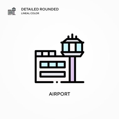 Havaalanı vektör simgesi. Modern vektör illüstrasyon kavramları. Düzenlemesi ve kişiselleştirmesi kolay.