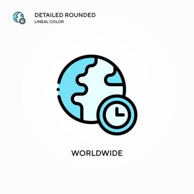 Dünya çapında vektör simgesi. Modern vektör illüstrasyon kavramları. Düzenlemesi ve kişiselleştirmesi kolay.