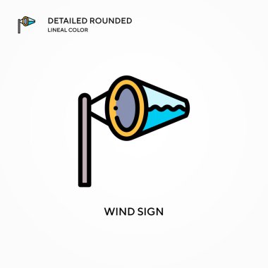 Rüzgar işareti vektör simgesi. Modern vektör illüstrasyon kavramları. Düzenlemesi ve kişiselleştirmesi kolay.