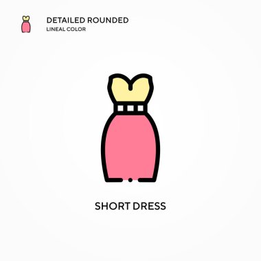 Kısa elbise vektör simgesi. Modern vektör illüstrasyon kavramları. Düzenlemesi ve kişiselleştirmesi kolay.