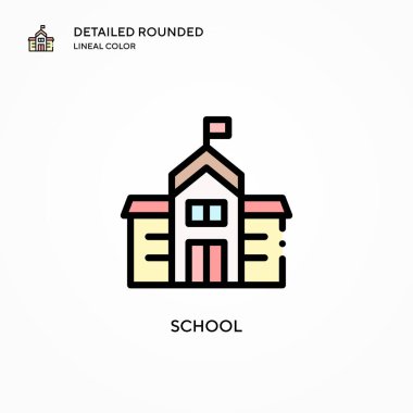 Okul vektör simgesi. Modern vektör illüstrasyon kavramları. Düzenlemesi ve kişiselleştirmesi kolay.