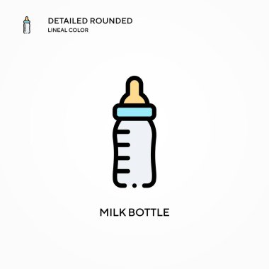 Süt şişesi vektör simgesi. Modern vektör illüstrasyon kavramları. Düzenlemesi ve kişiselleştirmesi kolay.