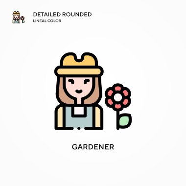 Bahçıvan vektör simgesi. Modern vektör illüstrasyon kavramları. Düzenlemesi ve kişiselleştirmesi kolay.