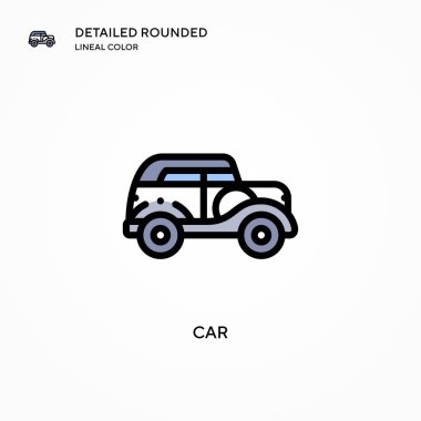 Araba vektör simgesi. Modern vektör illüstrasyon kavramları. Düzenlemesi ve kişiselleştirmesi kolay.