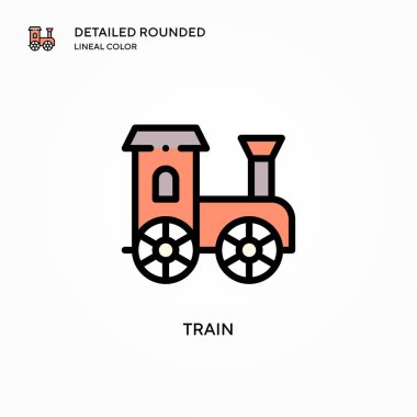 Tren vektör simgesi. Modern vektör illüstrasyon kavramları. Düzenlemesi ve kişiselleştirmesi kolay.