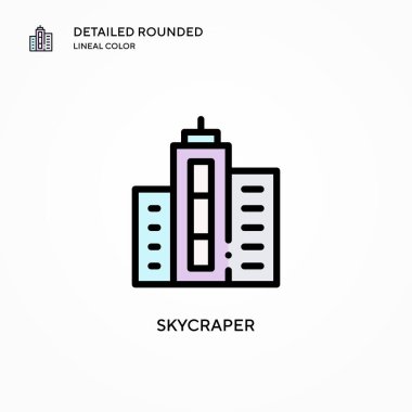 Skycraper vektör simgesi. Modern vektör illüstrasyon kavramları. Düzenlemesi ve kişiselleştirmesi kolay.