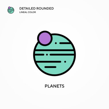 Gezegen vektör simgesi. Modern vektör illüstrasyon kavramları. Düzenlemesi ve kişiselleştirmesi kolay.
