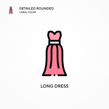 Uzun elbise vektör simgesi. Modern vektör illüstrasyon kavramları. Düzenlemesi ve kişiselleştirmesi kolay.