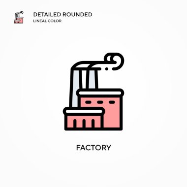 Fabrika vektör simgesi. Modern vektör illüstrasyon kavramları. Düzenlemesi ve kişiselleştirmesi kolay.