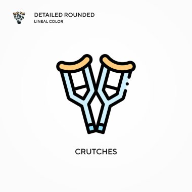 Koltuk değnekleri vektör simgesi. Modern vektör illüstrasyon kavramları. Düzenlemesi ve kişiselleştirmesi kolay.