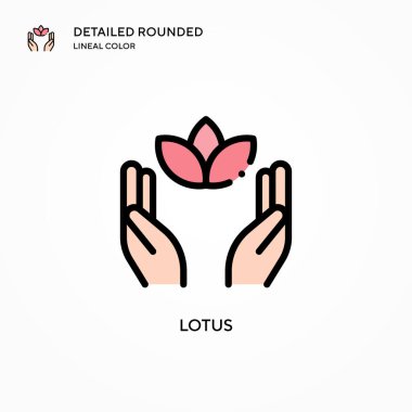 Lotus vektör simgesi. Modern vektör illüstrasyon kavramları. Düzenlemesi ve kişiselleştirmesi kolay.