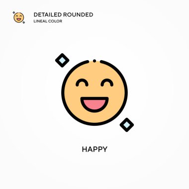 Mutlu vektör simgesi. Modern vektör illüstrasyon kavramları. Düzenlemesi ve kişiselleştirmesi kolay.