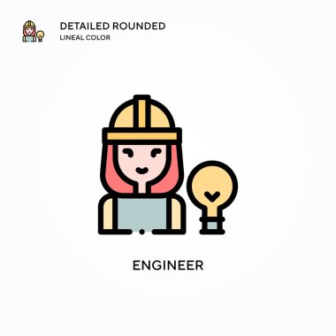 Mühendis vektör simgesi. Modern vektör illüstrasyon kavramları. Düzenlemesi ve kişiselleştirmesi kolay.