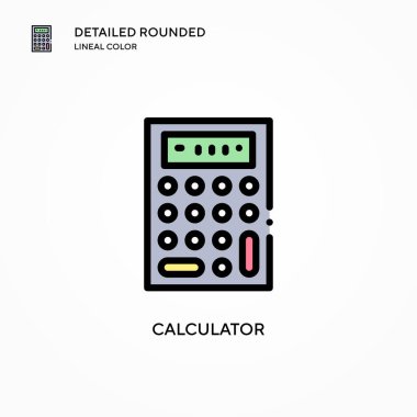 Hesap makinesi vektör simgesi. Modern vektör illüstrasyon kavramları. Düzenlemesi ve kişiselleştirmesi kolay.