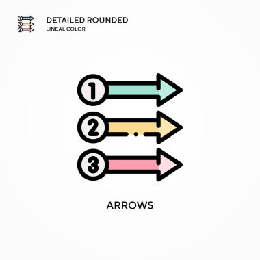 Ok vektör simgesi. Modern vektör illüstrasyon kavramları. Düzenlemesi ve kişiselleştirmesi kolay.