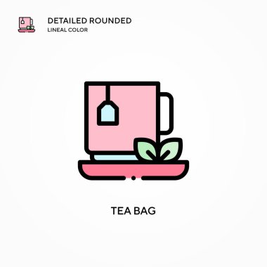 Çay poşeti vektör simgesi. Modern vektör illüstrasyon kavramları. Düzenlemesi ve kişiselleştirmesi kolay.