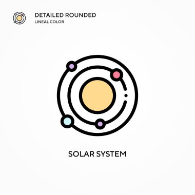 Güneş sistemi vektör simgesi. Modern vektör illüstrasyon kavramları. Düzenlemesi ve kişiselleştirmesi kolay.