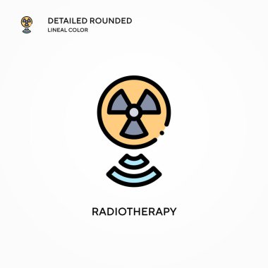 Radyoterapi vektör simgesi. Modern vektör illüstrasyon kavramları. Düzenlemesi ve kişiselleştirmesi kolay.