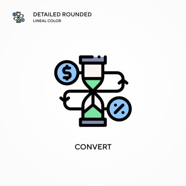 Vektör simgesini dönüştür. Modern vektör illüstrasyon kavramları. Düzenlemesi ve kişiselleştirmesi kolay.