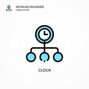 Saat vektör simgesi. Modern vektör illüstrasyon kavramları. Düzenlemesi ve kişiselleştirmesi kolay.