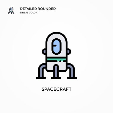 Uzay aracı vektör simgesi. Modern vektör illüstrasyon kavramları. Düzenlemesi ve kişiselleştirmesi kolay.