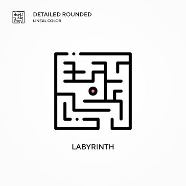 Labirent vektör simgesi. Modern vektör illüstrasyon kavramları. Düzenlemesi ve kişiselleştirmesi kolay.