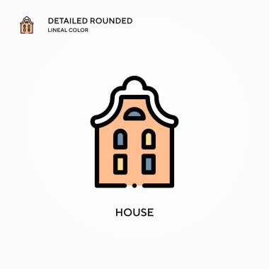 Ev vektör simgesi. Modern vektör illüstrasyon kavramları. Düzenlemesi ve kişiselleştirmesi kolay.