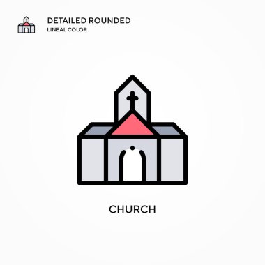 Kilise vektör ikonu. Modern vektör illüstrasyon kavramları. Düzenlemesi ve kişiselleştirmesi kolay.