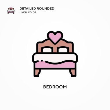 Yatak odası vektör simgesi. Modern vektör illüstrasyon kavramları. Düzenlemesi ve kişiselleştirmesi kolay.