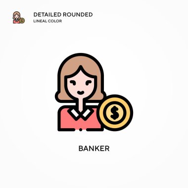 Banker vektör simgesi. Modern vektör illüstrasyon kavramları. Düzenlemesi ve kişiselleştirmesi kolay.