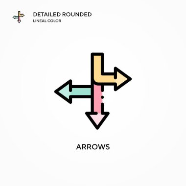 Ok vektör simgesi. Modern vektör illüstrasyon kavramları. Düzenlemesi ve kişiselleştirmesi kolay.