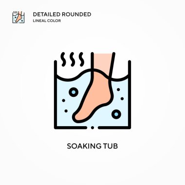 Küvet vektör simgesi. Modern vektör illüstrasyon kavramları. Düzenlemesi ve kişiselleştirmesi kolay.
