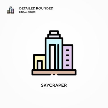 Skycraper vektör simgesi. Modern vektör illüstrasyon kavramları. Düzenlemesi ve kişiselleştirmesi kolay.