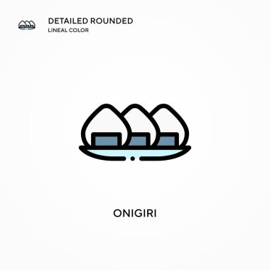 Onigiri vektör simgesi. Modern vektör illüstrasyon kavramları. Düzenlemesi ve kişiselleştirmesi kolay.