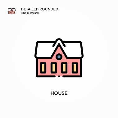 Ev vektör simgesi. Modern vektör illüstrasyon kavramları. Düzenlemesi ve kişiselleştirmesi kolay.