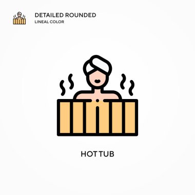 Jakuzi vektör simgesi. Modern vektör illüstrasyon kavramları. Düzenlemesi ve kişiselleştirmesi kolay.