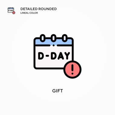 Hediye vektör simgesi. Modern vektör illüstrasyon kavramları. Düzenlemesi ve kişiselleştirmesi kolay.