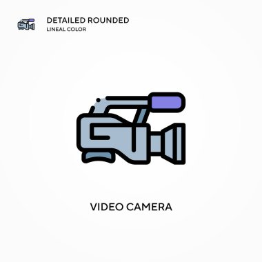 Video kamera vektör simgesi. Modern vektör illüstrasyon kavramları. Düzenlemesi ve kişiselleştirmesi kolay.