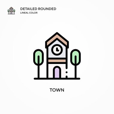 Kasaba vektör simgesi. Modern vektör illüstrasyon kavramları. Düzenlemesi ve kişiselleştirmesi kolay.