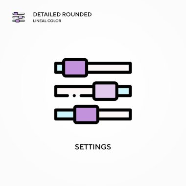 Ayarlar vektör simgesi. Modern vektör illüstrasyon kavramları. Düzenlemesi ve kişiselleştirmesi kolay.