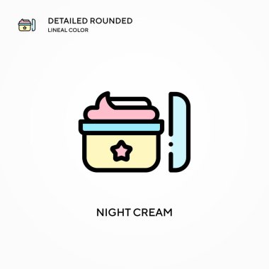Gece kremi ikonu. Modern vektör illüstrasyon kavramları. Düzenlemesi ve kişiselleştirmesi kolay.