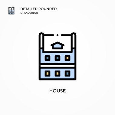 Ev vektör simgesi. Modern vektör illüstrasyon kavramları. Düzenlemesi ve kişiselleştirmesi kolay.
