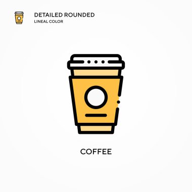 Kahve vektörü ikonu. Modern vektör illüstrasyon kavramları. Düzenlemesi ve kişiselleştirmesi kolay.