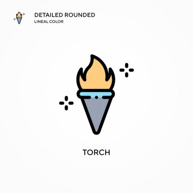 Meşale vektör simgesi. Modern vektör illüstrasyon kavramları. Düzenlemesi ve kişiselleştirmesi kolay.